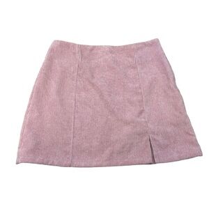 Altar’d State Pink Corduroy Blush Pink Mini Skirt w Front Slit Size Medium NWT